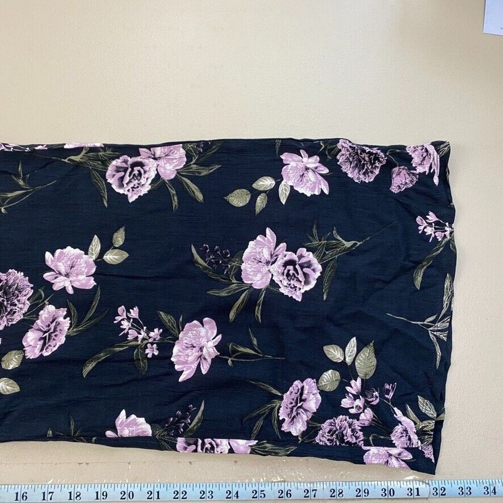 Three Dots Wide Leg Pants Womens XL Blue Dark Floral Baggy Gauzy Cottagecore - Picture 9 of 13